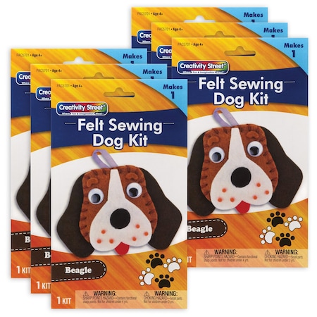 Creativity Street Felt Sewing Dog Kit, Beagle, 5'' x 5.5'' x 1'', 6PK PAC5701